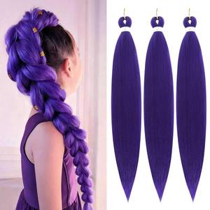 lot 10274 image: Purple Braiding Hair 24Inch 3 Packs Braiding Hair Pre Stretched Colored Hair Extensions for Twist or Box Braids Long Synthetic Crochet Braids for Stage Party Christmas Halloween Costume Cosplay