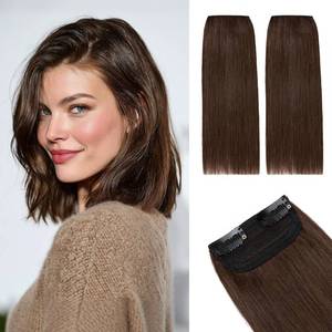 lot 10286 image: Rich Choices Short Clip in Hair Extensions Real Human Hair - 2PCS Remy Mini Clip ins Hairpiece for Women - Hairs Extensions for Thin Hairs 6 Inch #4 Medium Brown