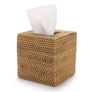 lot 10287 image: Rattan Tissue Box Cover Square, Hand Woven Wicker Tissue Holder, 5.5 x 5.5 X 5.7 inch, Natural