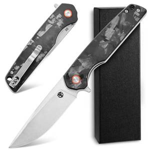 lot 10292 image: CCFFCC FF19 Folding Pocket Knife��D2 Steel Blade Carbon Fiber Handle EDC Tool Knife for Outdoor Camping Hunting Fishing Working(Black)