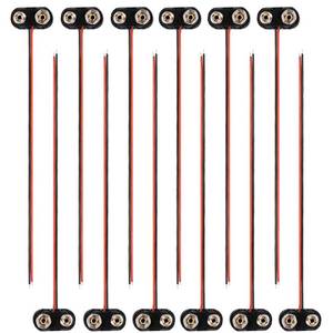lot 10295 image: OIUIOME 12 Pack T-Type 9V Battery Clip, 1 Dozen 9V Battery Connector with Hard Plastic Case, 9 Volt Clip Connector with Wire Leads