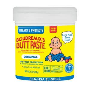 lot 10302 image: Boudreaux��s Butt Paste Original Diaper Rash Cream for Baby, Ointment With Zinc Oxide, 16 oz Jar