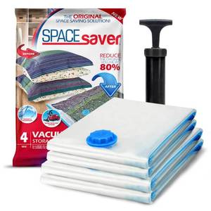 lot 10305 image: 4 Pack Variety Vacuum Storage Bags for Comforters, Blankets & Clothes �� Vacuum Sealed Compression Bags with Hand Pump �� Space Saver Storage Bags for Bedding, Moving, Travel & Organization (2L & 2XL)