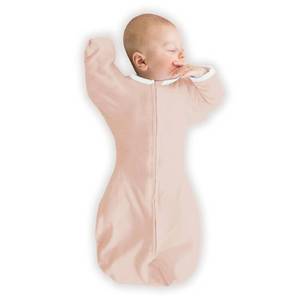lot 10310 image: SwaddleDesigns Organic Transitional Swaddle Sack, Arms Up Swaddle with Half-Length Sleeves & Mitten Cuffs, Medium, 3-6 Months, 14-21 lbs, Soft Pink