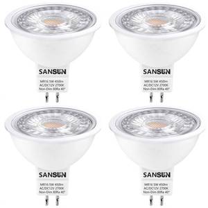 lot 10315 image: SANSUN 5W MR16 LED Landscape Light Bulbs, Low Voltage 12V 50W Halogen Replacement for Outdoor Landscape Spotlight and Indoor Track Light, GU5.3 Bi-Pin Base, Warm White 2700K, Non-Dimmable (Pack of 4)