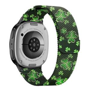 lot 10322 image: Pleixiu Milanese Stainless Steel Band for Galaxy Watch 8 Band 40mm 44mmGalaxy Watch 8 Classic Band 46mm, Mesh Breathable Magnetic Clasp, Shamrock Design for St Patricks Day, Women Men