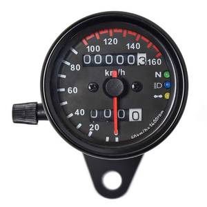 lot 10330 image: DKMOTORK 0021 KMH Diameter 2.56 Inches Mechanical Motorcycle Speedometer Dual Odometer Gauge with Led Backlight Neutral Headlight Turn Signal Indicator Stainless 12V Black