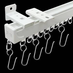 lot 10343 image: Curtain Tracks Ceiling Wall Mounted Room Divider Curtain Rods Track Ceiling Curtain Track or Wall 6 FT with Hooks Curtain Tracks White Suitable for Living Room Bedroom Bathroom
