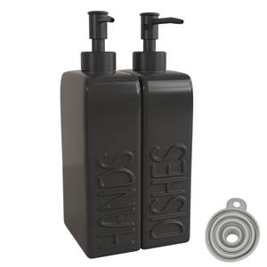 lot 11677 image: Karisky Soap Dispenser Set with Stainless Steel Pump, 2 Pack Ceramic Refillable Dish Soap and Hand Soap Dispenser for Kitchen, Bathroom, Matte Black