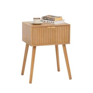 lot 11684 image: AWASEN Fluted Nightstand, Small Bedside Table with Storage Drawer, Accent End Table Living Room for Bedroom and Small Space, Brown