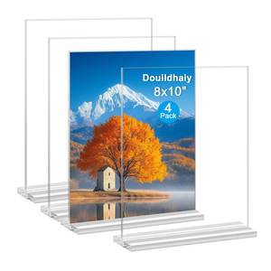 lot 11689 image: Douildhaiy Acrylic Picture Frames 8x10 inches, 4 Pack Clear Plastic Picture Frames Holder Standing,8x10 Double Sided Picture Desktop Display for Photo Home Office -Vertical
