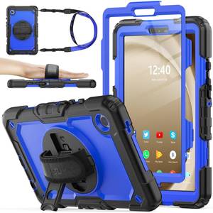 lot 12000 image: SEYMAC stock Case for Samsung Galaxy Tab A9 8.7, Full-Body Drop Protection Case with Screen Protector Pencil Holder 360° Rotating Hand Strap &Stand, BlueBlack