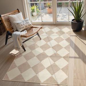 lot 12021 image: Beeiva Checkered Print 3x5 Washable Area Rug for Bedroom, Non Slip Ultra Thin Beige Entryway Rug Non Shedding Kitchen Rug 3x5, Modern Checkerboard Carpet Plaid Decor for Bathroom Office Nursery