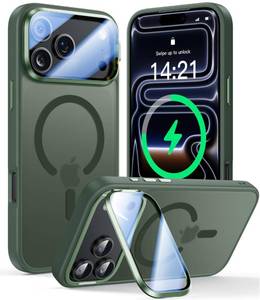 lot 12036 image: VOFATA Upgraded Full Camera Protection for iPhone 17 Pro Case with Camera Cover Stand Fit for MagSafe10FT Mil-Grade Protection Translucent Magnetic iPhone 17 Pro Phone Case, Green