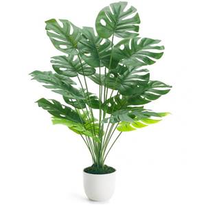 lot 12043 image: Der Rose 28 Fake Plants Large Artificial Monstera Faux Potted Plants Indoor Tall Tree for Living Room Decor