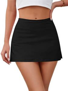 lot 12065 image: Skorts Skirts for Women Sexy Mid-Waisted Side Split Y2k Mini Skorts with Shorts Black