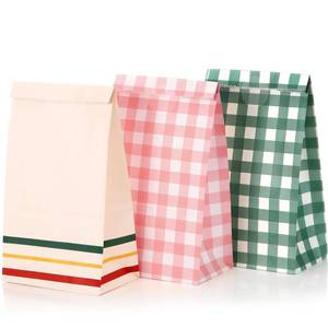 lot 12066 image: Kolldenn 36 Pcs Gingham Gift Bags Gingham Camp Paper Bag Pink Green Plaid Checkered Goodie Bags for Camp Bachelorette Baby Shower Wedding Birthday Easter Party Favor Supplies