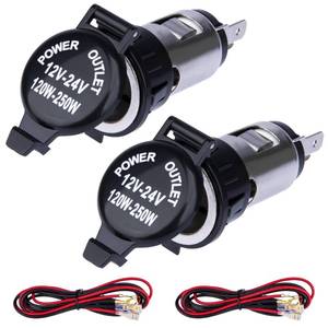 lot 12067 image: 2 PCS Car Cigarette Lighter Socket, Cigarette Lighter Replacement, 12 Volt Female Power Outlet Socket with Cover and Wiring Harness, Universal for Car, Automotive, Truck, RV, Boat, Motorcycle
