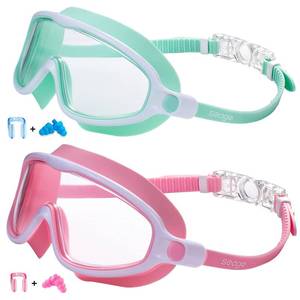 lot 12072 image: Seago Swim Goggles 2 Pack Anti-Fog Anti-UV Wide View Swimming Goggles for Kids 3-14