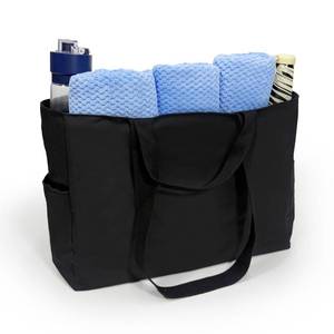lot 12087 image: KUKUPACK Large Beach Bag for women, Zippered Beach Tote Bag, Waterproof and Sand-Proof Pool Bag, Foldable Black Travel Tote Bag,Suitable for Travel, Swimming