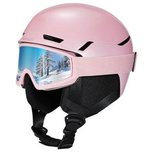 lot 12454 image: JQF Gear Ski Helmet Snowboard Helmet for Men Women Adults, PC Shell & EPS Foam, Adjustable Fit Snow Helmet for Snowboarding Skiing (Matte Pink-ski Goggles, Large)