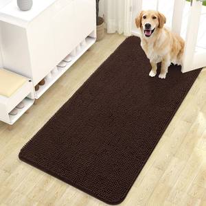 lot 15219 image: OLANLY Dog Door Mat for Muddy Paws 47x24, Absorbs Moisture and Dirt, Absorbent Non-Slip Washable Doormat, Quick Dry Chenille Mud Mat for Dogs, Entry Indoor Entryway Carpet for Inside Floor, Brown