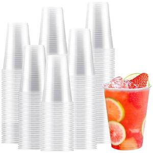 lot 15232 image: Lamosi 300 Count 16 oz Plastic Cups, Clear Plastic Cups Disposable, Plastic Drinking Cups Bulk for Party, Events