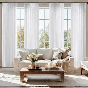 lot 15242 image: MIULEE Pinch Pleated Thick Linen Curtains 102 Inch 4 Panels Set Back Tab Memory Trained Pinch Pleat Semi Sheer Light Filtering Privacy Curtain Let Light in Window Drape for Living Room Bedroom White
