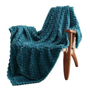 lot 15250 image: EXQ Home Fleece Blanket Twin Size for Couch or Bed - 3D Imitation Turtle Shell Jacquard Decorative Blankets - Cozy Soft Fuzzy Flannel Blanket Suitable for All Seasons(60�80,Teal)