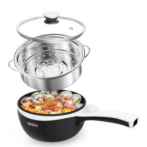 lot 15253 image: Dezin Hot Pot Electric with Steamer Upgraded, Non-Stick Saut� Pan, Rapid Noodles Electric Pot, 1.5L Mini Pot for Steak, Egg, Fried Rice, Ramen, Oatmeal, Soup with Power Adjustment