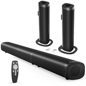 lot 15259 image: Yenjuty Sound Bar, 100W Sound Bar for Smart TV, Bluetooth 5.3 Soundbar, 2 in 1 Detachable Home Speaker Bass Effect, Home Theater Surround Sound, ARCOpticalAUXUSB Connections, for TVPCProjectors