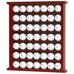 lot 15268 image: DisplayGifts Golf Gift 49-Golf Ball Display Case Cabinet Rack, No Door Open Rack Mahogany Finish