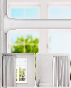 lot 16195 image: ALLZONE Shower Curtain Rod Tension No Drill, 42-83 Inches,Heavy Duty Tension Curtain Rod, Rustproof Shower Rods for Bathroom, Adjustable Spring Tension Rods for Windows,White