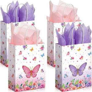 lot 16197 image: 16 Pack Butterfly Goodie Bags, Butterfly Party Favor Bags with Handles and Sydney Paper Pink Purple Birthday Present Bags Butterfly Party Supplies for Kids Birthday Baby Shower Party Decorations