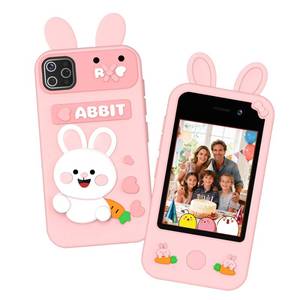 lot 16207 image: Qvireno Kids Smart Phone Toy, 2.8 Touchscreen Dual Camera Play Phone with 20 Puzzle Games, Educational Toy for Toddlers 3-10, MP3Story Recorder, Christmas Birthday Gift for Boys Girls (Pink)