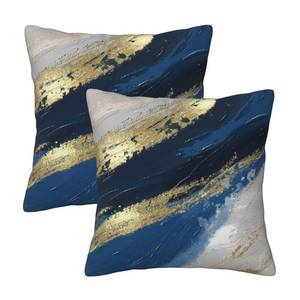 lot 16212 image: zhedongsj Dark Blue and Gold Throw Pillow Covers 20x20 in Set of 2 Modern Farmhouse Home Decor Pillowcase Cushion Cover for Living Room Cushion Sofa Bed