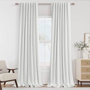 lot 16214 image: Guken White 100% Blackout Linen Curtains 84 Inch Length 2 Panels Set for Living Room Bedroom Back Tab Thermal Insulated 100% Black Out Drapes Room Darkening Farmhouse Style for Bedroom Curtains 52x84
