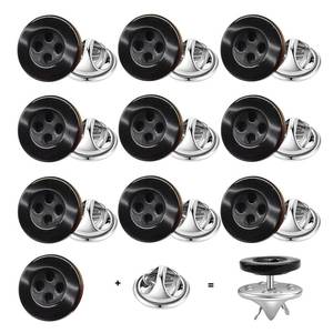 lot 16215 image: ZLMCUJE 10 Set 11.5mm0.45 No Sewing Black Shirt Buttons 4-Hole Resin Cover up Buttons Detachable Reusable Multi-Purpose for Clothes