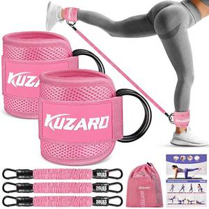 lot 16220 image: KUZARO Ankle Resistance Bands with Cuffs, Ankle Weights Bands for Working Out, Women Leg and Glutes Workout Equipment, Exercise Bands for Kickbacks, Butt and Booty Trainer, Home Gym Fitness Equipment
