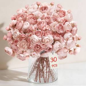 lot 16234 image: Alupssuc 30Pcs Ranunculus Artificial Flowers Faux Silk Mini Ranunculus, Spring Flowers Artificial Indoor for DIY Bouquets, Bulk Fake Wedding Filler Flowers for Bride Shower Decorations, Dusty Rose