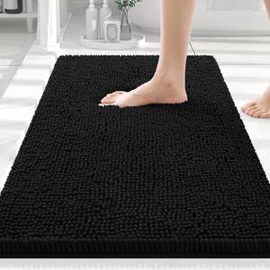lot 16235 image: Smiry Luxury Chenille Bathroom Rugs 30x20, Extra Soft and Absorbent Shaggy Bath Mat, Machine Washable, Non-Slip Plush Carpet Runner for Tub, Shower, and Floor, Home Decor Accessories, Black