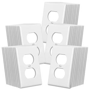 lot 16247 image: CML Duplex Outlet Covers, 50 Pack Electrical Outlet Wall Plate, 1-Gang Switch Plates, Dual Receptacle Faceplate, Standard Size 2.76���� x 4.5����, Impact Resistant, UL Listed, White, Contractor Pack