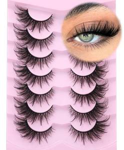lot 16252 image: Fox Eye Lashes Wispy Faux Mink Lashes Volume Fairy Cat Eye Lashes That Look Like Extensions Spiky Fake Eyelashes 20mm Long Lash with Spikes