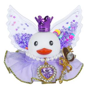 lot 16265 image: Queen Rubber Duck Car Ornaments Squeaky Purple Duck with Heart-Shaped Crystal Necklace,Star Wings,Magic Wand Ducky Car Dashboard Decorations Party Favors Ducky with Mini Crown Dress
