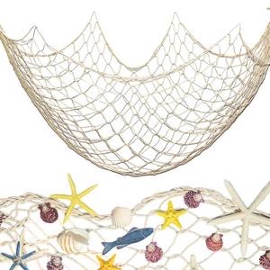 lot 16267 image: Fishing Net Decoration 79 x 39 Inch Natural Decorative Fish Net,Fish Netting for Decoration,Birthday Decorations Fishnet Decor,Decorative Fishing Nets for Wedding Beach Party