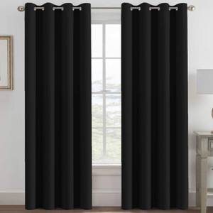 lot 16270 image: H.VERSAILTEX 100% Blackout Curtains for Bedroom Black Out Curtains 96 inch Thermal Insulated Long Blackout Curtains for Living Room, Energy Saving Curtains for Patio Door Grommet (1 Panel, Jet Black)