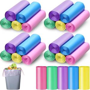 lot 16303 image: 500 Count 4 Gallon Small Trash Bags Colored Bathroom Garbage Bags Small Thick Basket Plastic Trash Can Liners for Home Bedroom Office and Car, 5 Colors(Multicolor)