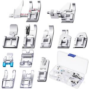 lot 16307 image: Mudder 12 Pcs Sewing Machine Presser Foot Set Multifunctional Sewing Foot Presser for Gathering Zipper Insertion Joining Embroidery Stitching