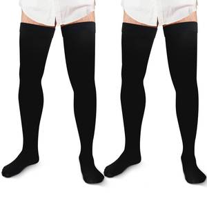 lot 16313 image: Zhanmai 2 Pairs Thigh High Mens Compression Socks 20-30 Mmhg Compression Stocking with Silicone Grip Mens Dress Socks (Large)