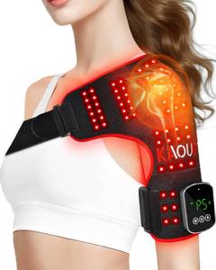 lot 16314 image: Kaoudt Cordless Red Light Therapy for Shoulder with Vibration Massage, 5000mAh Rechargeable Heated Shoulder Pad Massager, 660nm&850nm Near Infrared Light Therapy for Joint Pain Relief (Black)